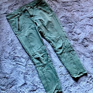 American Eagle khaki Moto stretch ankle crop jeggings well loved good shape